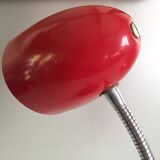 Lampe bauhaus métal laqué rouge&flexible chromé/c1950/design vintage