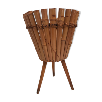 Cache pot en rotin et bambou année 60