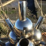 Multi-flower chrome metal vase