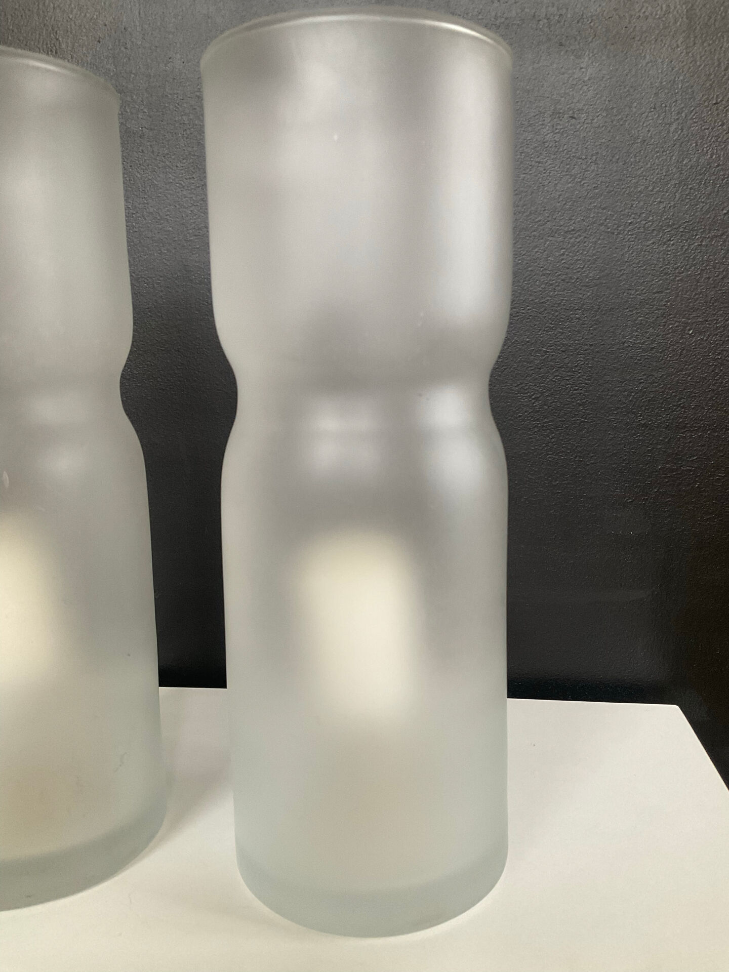 Pair of vintage lamps in frosted glass
