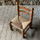 Rustic oak and straw chair, France 1940s