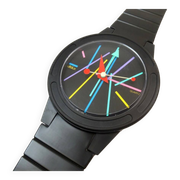 Postmodern Wall Clock in wrist watch shape Pop Art by Ultralux Swiss XL Memphis Age