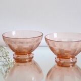 Pair of pink glass bowls