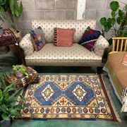 Old Turkish Kazak Rug Oriental 123x95 cm vintage tribal carpet, Red and Blue