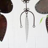 Brass, Copper and Enamel Mobile by Cesar Vasquez, Mid Century Wall Hanging Metal