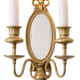 Pair of mirror wall sconces in bronze - Maison Lucien Gau, Paris