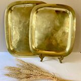Duo of solid brass trays
