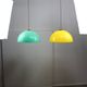 Mid-century italian brass and plexiglass pendant lamp, set of 2