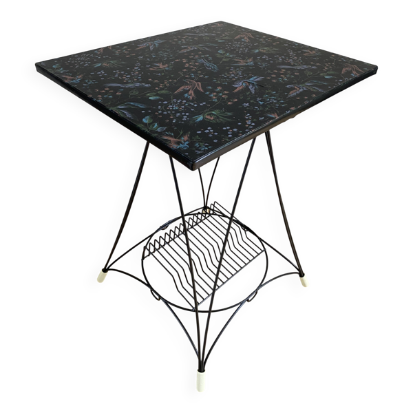 Table basse vintage porte-revues – Table vinyles vintage - Décor d'oiseaux