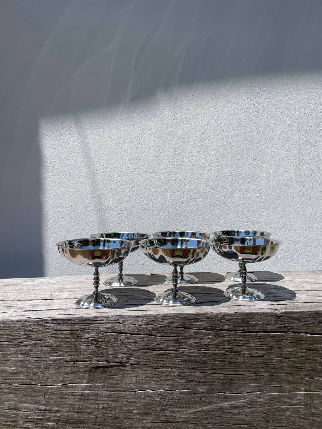 6 large stainless steel bowls 1970