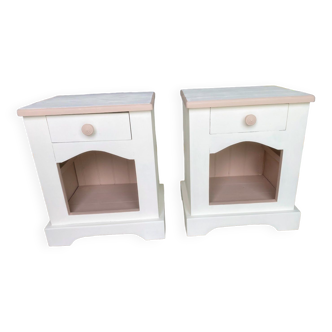 Pair of Vosges pine bedside table