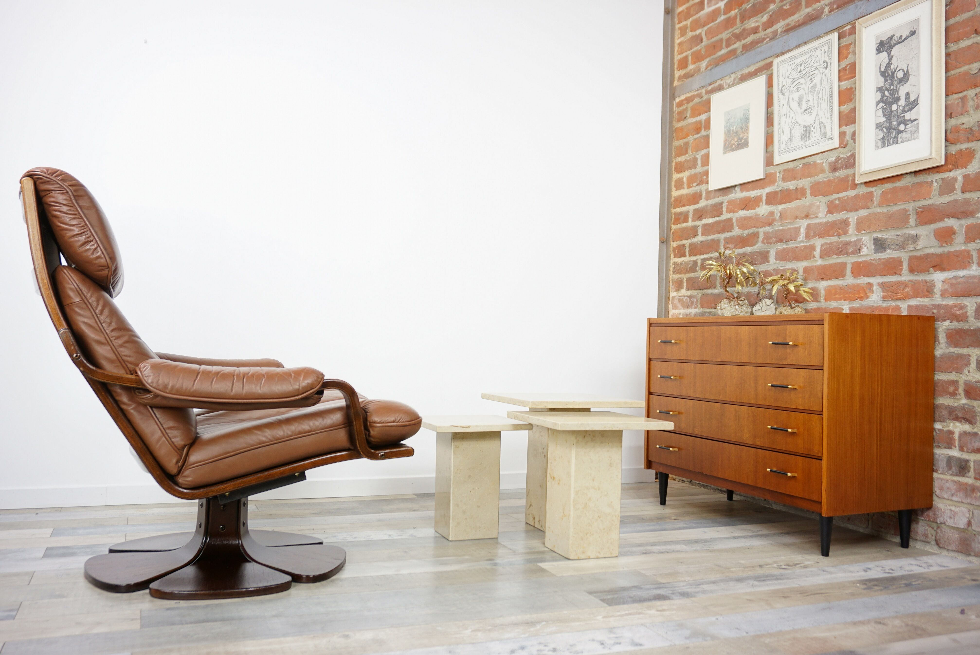 60s teak and brass chest of drawers