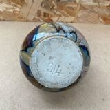 Antique glazed ceramic ball pitcher vintage drippings