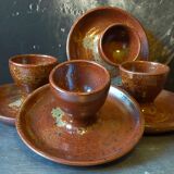 Four pyrite stoneware shells