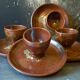 Four pyrite stoneware shells