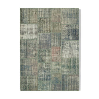 Handwoven anatolian contemporary 176 cm x 246 cm grey patchwork rug