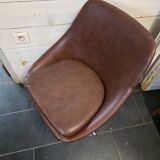 Swivel armchair with chrome metal legs from the 70s