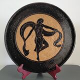 Glazed terracotta dish from Dauphiné signed AM Faure 1953
