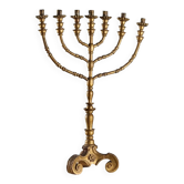 Antique gilded wooden candelabrum with 7 arms, 19th-20th century.