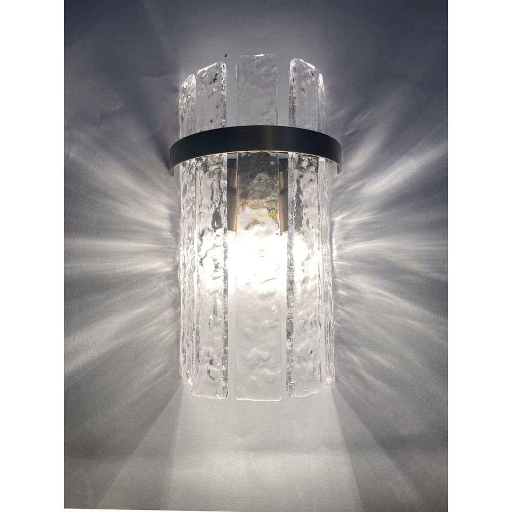 Hammered strips “listelli” murano glass belt wall sconces