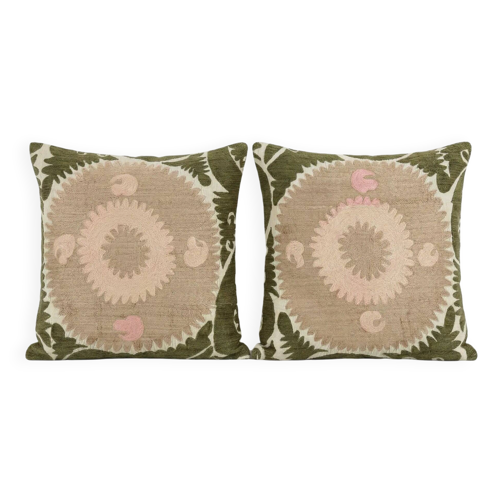 Set of 2 vintage embroidered cushion covers 61x64 cm