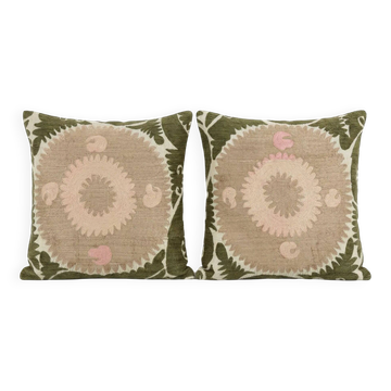 Set of 2 vintage embroidered cushion covers 61x64 cm