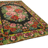 Handwoven Vintage Bessarabian Black Kilim 218 cm x 387 cm - 23259