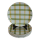 6 green and yellow checkered plates, tea towel