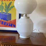 Lampe de table en verre blanc Space Age, Faver Italie années 1970
