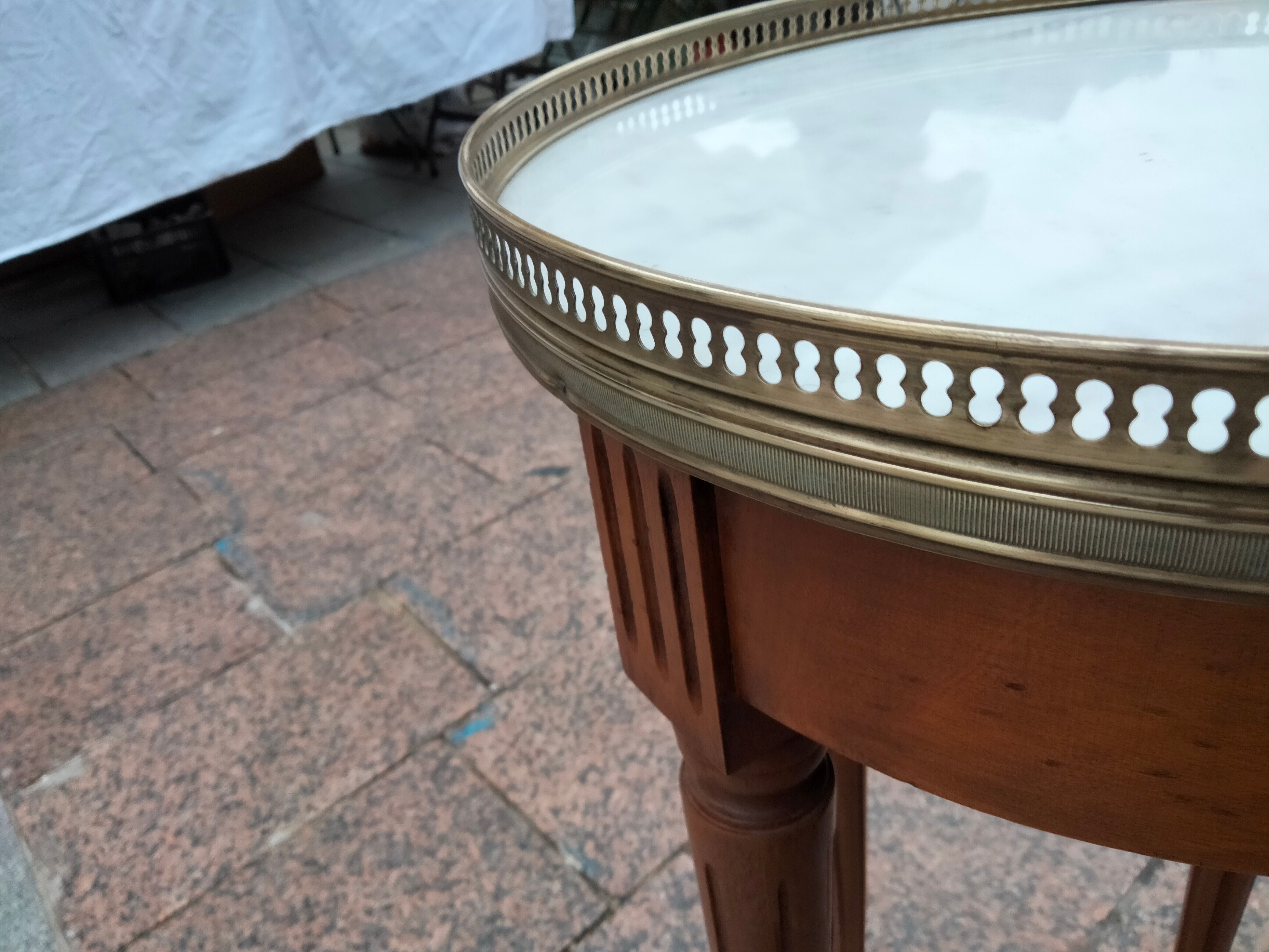 Gueridon side table old marble top vintage xxeme