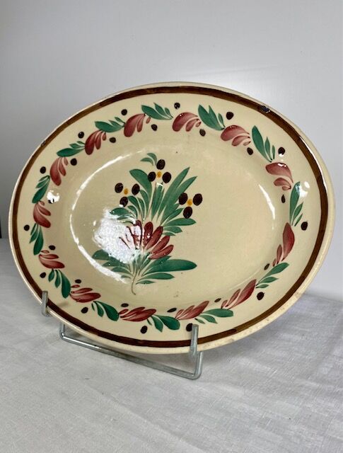Oval earthenware dish Breton decor