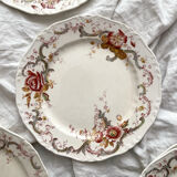 6 polychrome ironstone dinner plates "Wentworth" by Emile Bourgeois