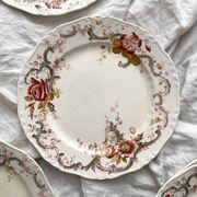 6 polychrome ironstone dinner plates "Wentworth" by Emile Bourgeois