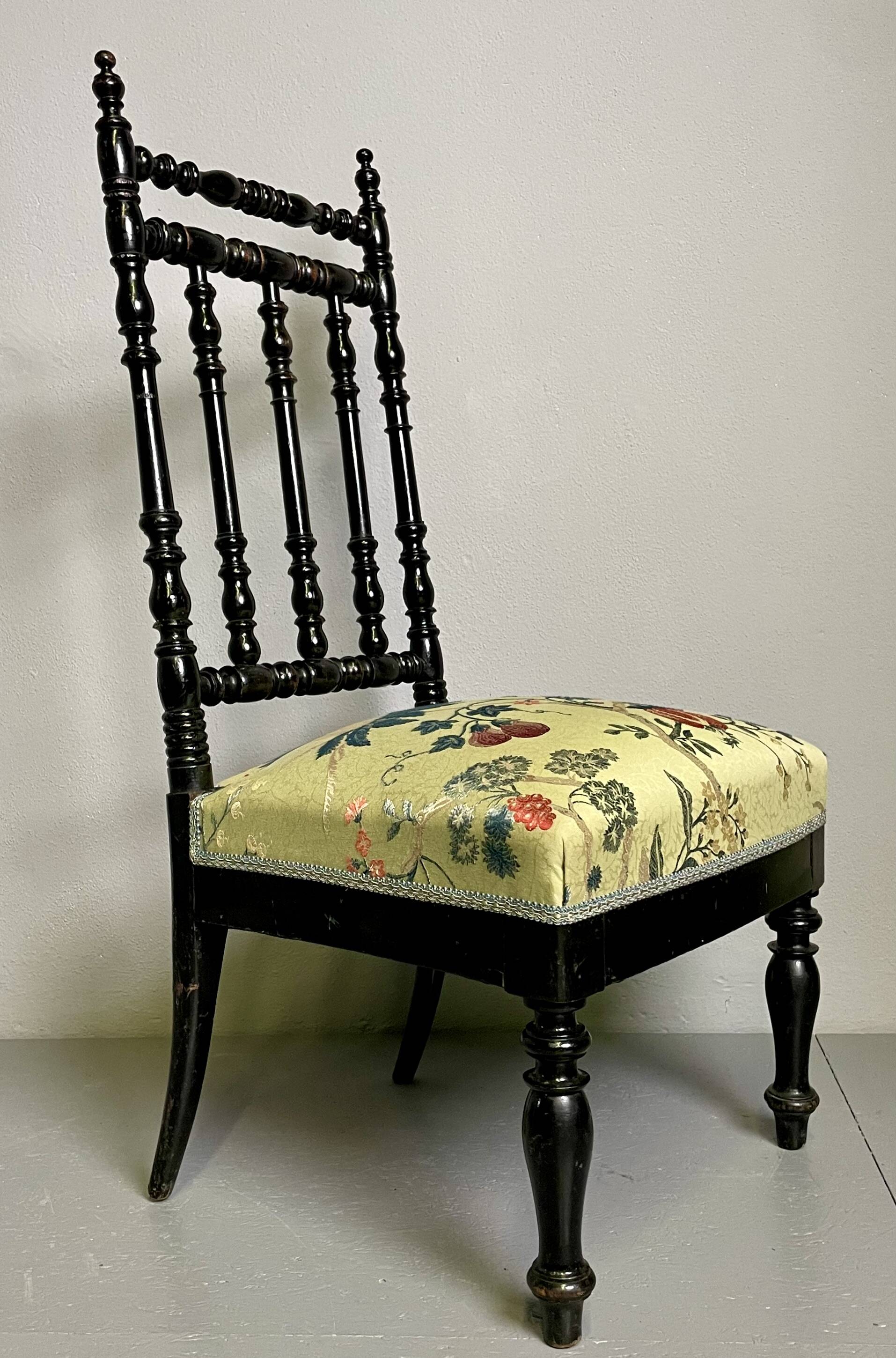Antique Parlor Chair with Nobilis Floral Fabric
