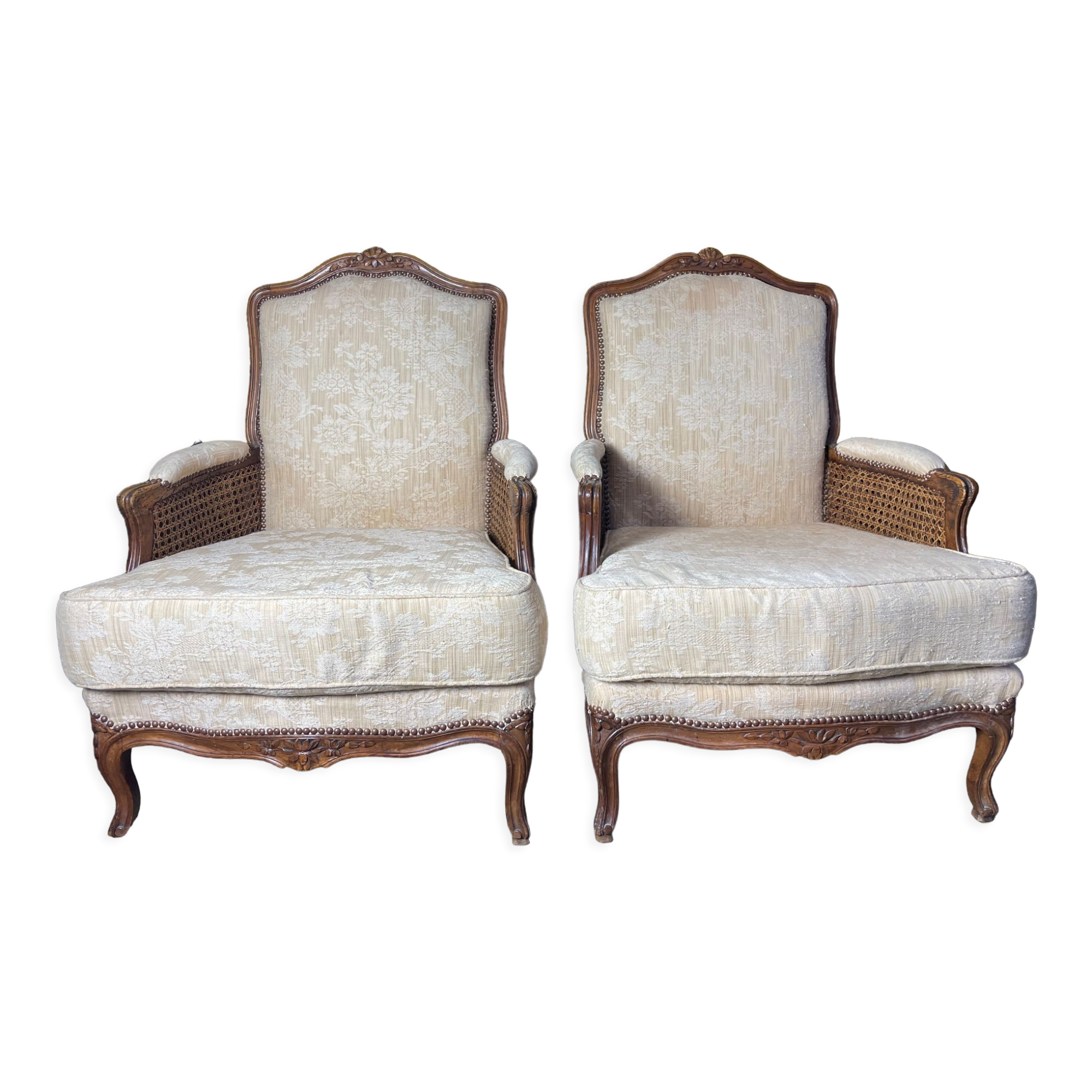 Pair of Louis XV style armchairs 19th century