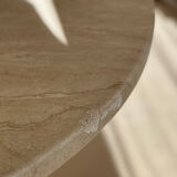 Travertine-effect stone dining table