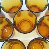 9 Amber Yellow Tempered Glass Cups - Duralex France - Vintage 70s
