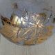Frosted Glass Ball Vase with Golden Botanical Decoration — Signed Adat — Circa 1950