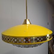 1970s Ludib Mid-Century Pendant Lamp in Yellow Metal, Brass and Glass