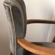 Armchair bridge mustache in blue gray velvet