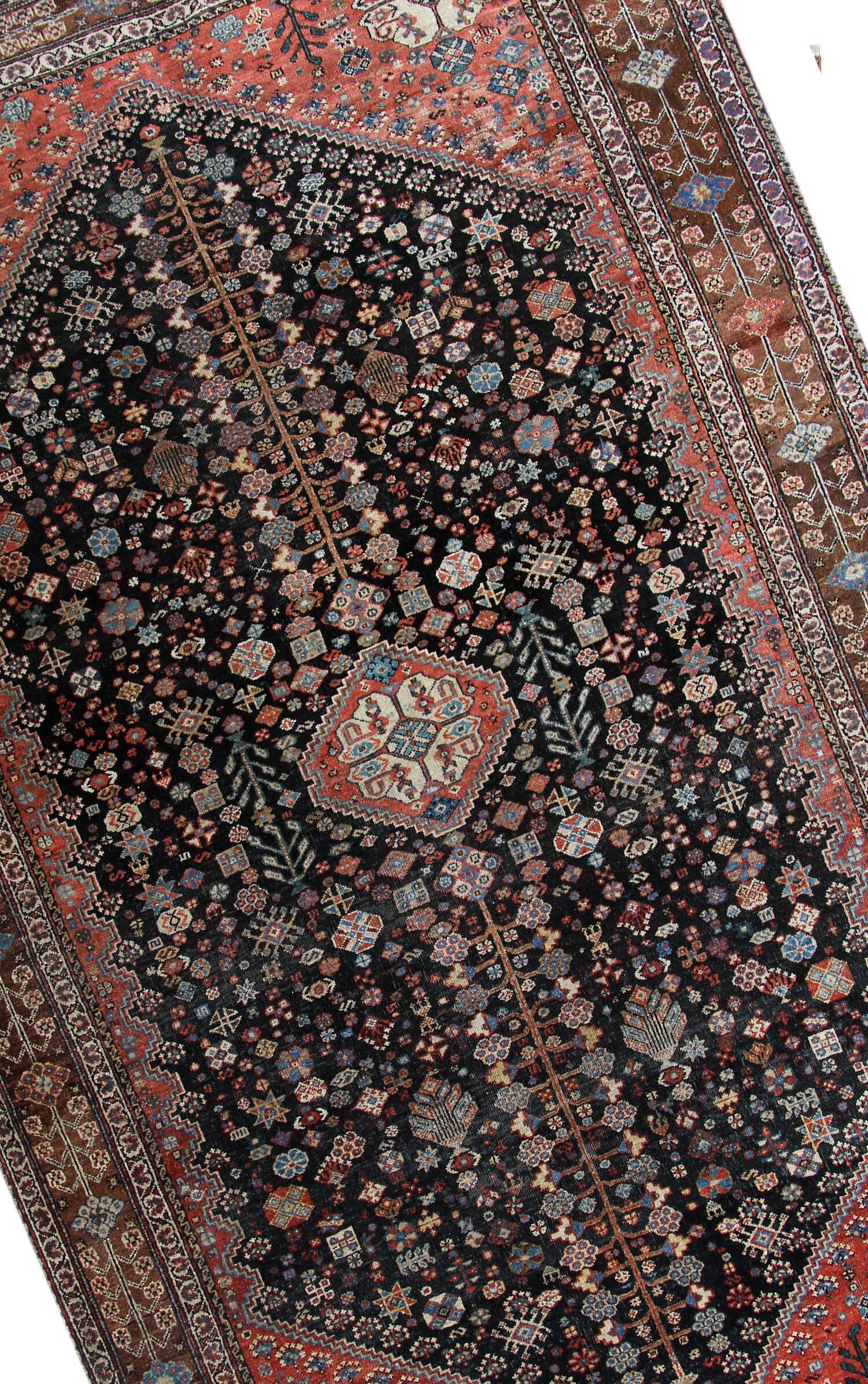 Traditional Antique Shirvan Carpet Handwoven Brown Wool Persian Area Rug