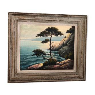 Mid-20th century seascape painting.
