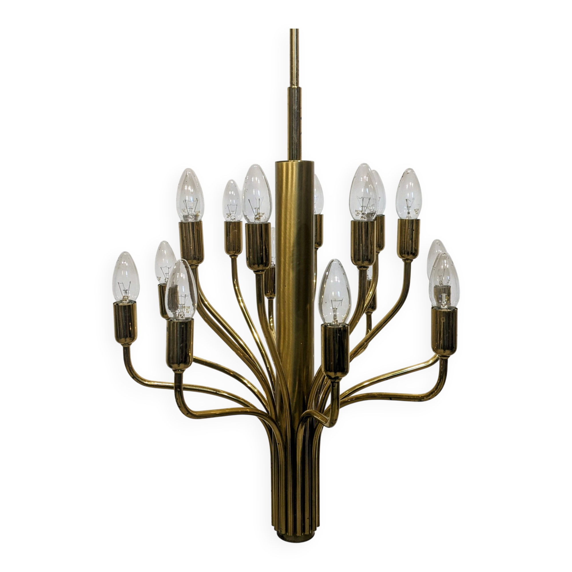Brass chandelier with 16 lights, 1970s.
