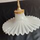 Round pendant light in pleated semi-opaque glass