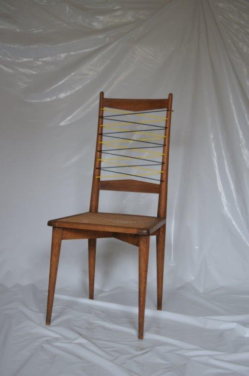 Chaises 1950 chêne, cannage et scoubidou