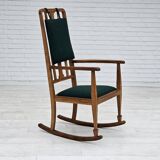Fauteuil à bascule danois à dossier haut rembourré, laine de meuble kvadrat, années 1950-60,
