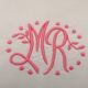 Drap plat blanc ancien monogramme MR