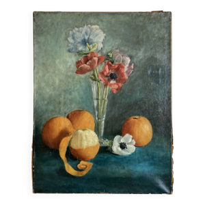 Huile sur toile fleurs - 1920s