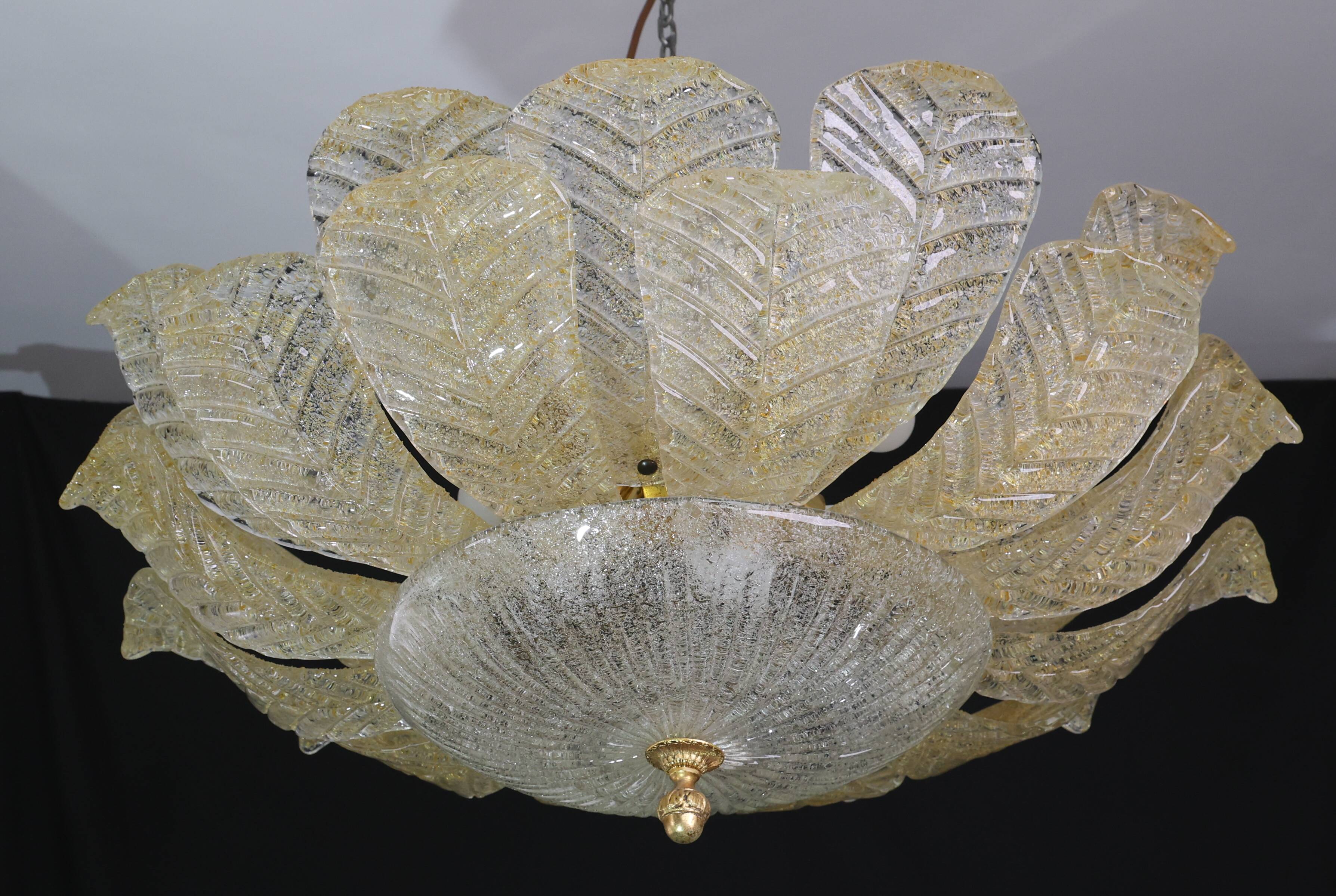 Dubai, Large Size Murano Glass Gold Flush Mount, 1970s