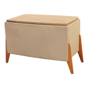Tabouret en simili cuir vintage ou panier à linge, années 1980, Tchécoslovaquie